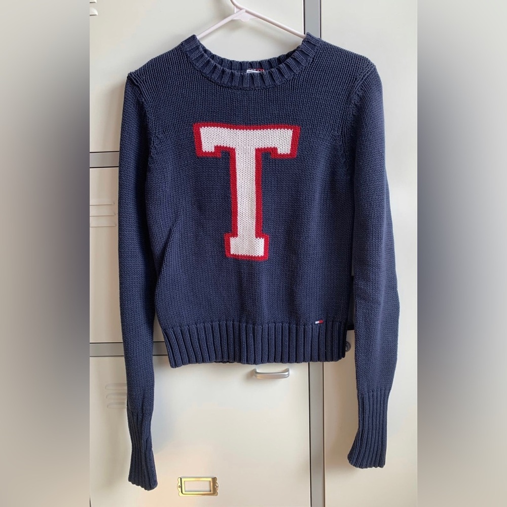 Vintage Tommy Hilfiger T Sweater Navy Medium